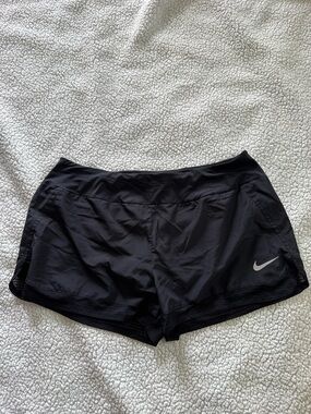 Nike Women's Black Athletic Running Shorts with Reflective Swoosh